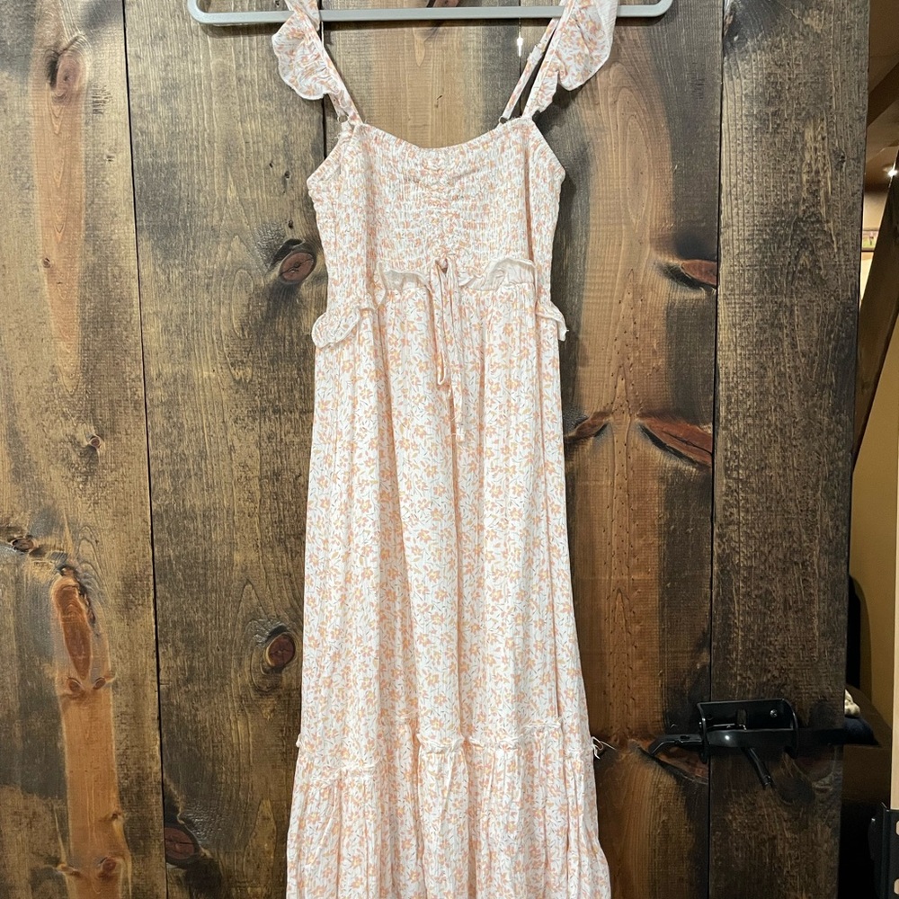 Coral Floral Ruffle Sleeveless Maternity Mini Dress